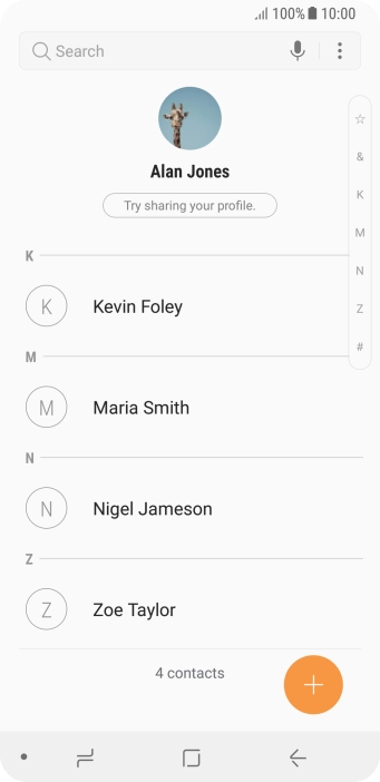 Press the required contact.