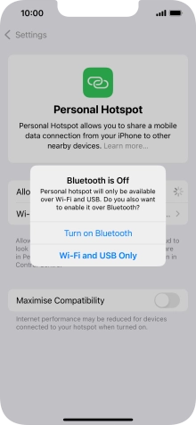 If WiFi is turned on, press Wi-Fi and USB Only.