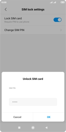 Key in your SIM PIN and press OK. The default SIM PIN is 0000.