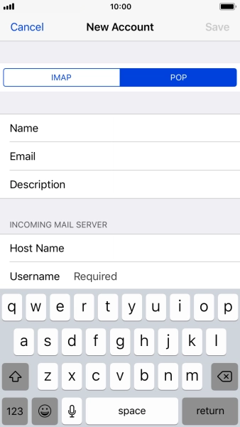 Press Username and key in the username for your email account. Press Username and key in the username for your email account.