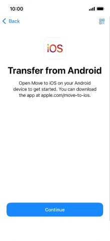 To transfer content to your phone, you need to install the app 'Move to iOS' on the Android phone. When the app is installed, press Continue.
