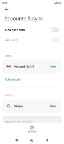 Press the indicator next to 'Auto-sync data' to turn the function on or off.
