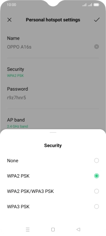 Press WPA3 PSK to password protect your WiFi hotspot.