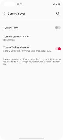 Press the required setting.