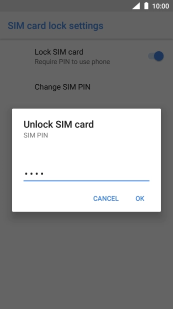 Key in your SIM PIN and press OK. The default SIM PIN is 0000.