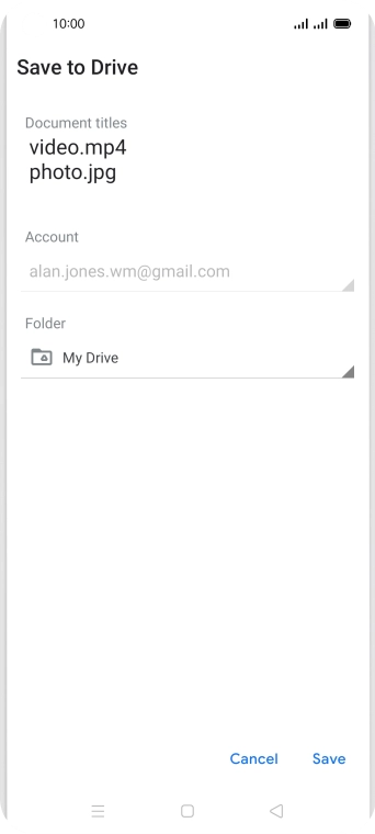 Press the field below 'Folder' and go to the required folder.