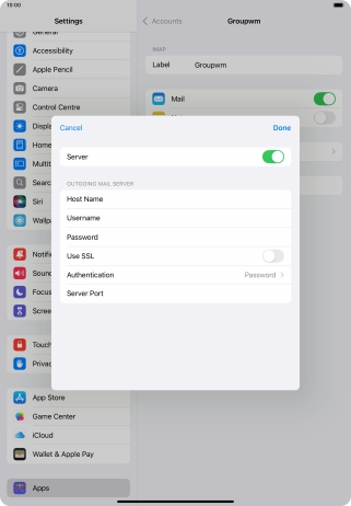 Press the indicator next to 'Use SSL' to turn on the function.