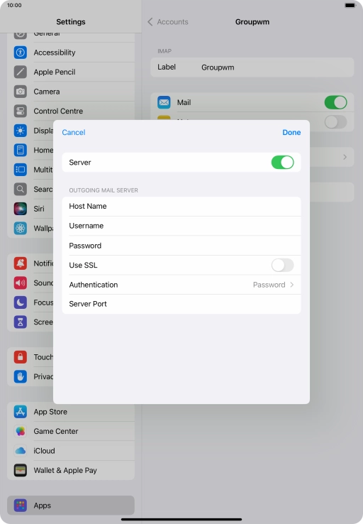 Press the indicator next to 'Use SSL' to turn on the function.