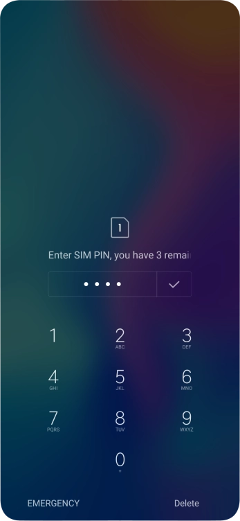 Key in your SIM PIN and press the confirm icon. The default SIM PIN is 0000.