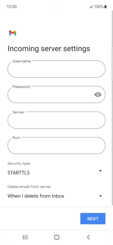 Press the field below 'Username' and key in the username for your email account.