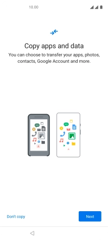 You can transfer the contents of another phone to your phone when it's activated for the first time and after a factory reset. When this screen is displayed, your phone is ready to transfer contents from another phone.