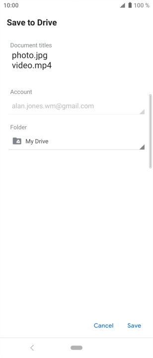 Press the field below 'Folder' and go to the required folder.