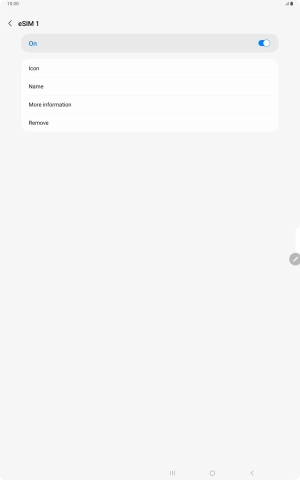 Press the indicator to turn use of eSIM on or off.