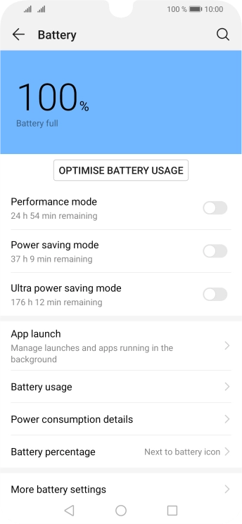 Press the indicator next to the required setting to turn on the function.