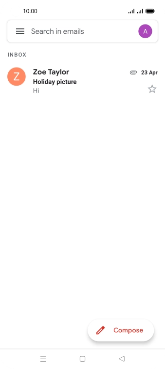 Press the email account icon. Press the email account icon.