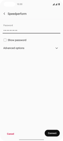 Key in the password for the WiFi network and press Connect.