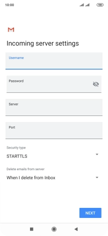 Press the field below 'Server' and key in the name of your email provider's incoming server.