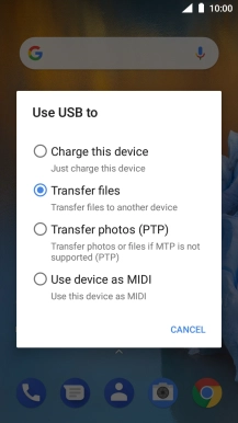 Press Transfer files to turn on the function.
