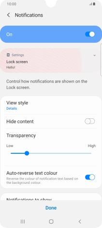Press the required settings to turn them on or off.