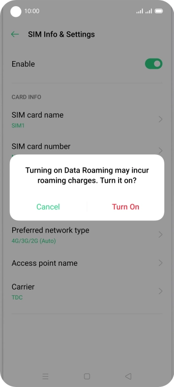 If you turn on the function, press Turn On. If you turn on the function, press Turn On.