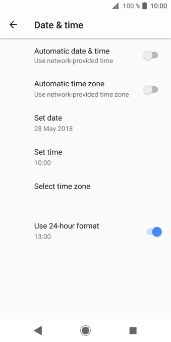Press the indicator next to 'Automatic date & time' to turn on the function.