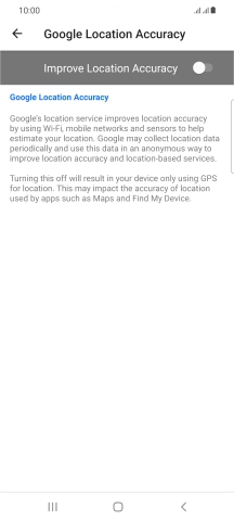 If you press the indicator next to 'Improve Location Accuracy' to turn on the function, your phone can find your exact position using the GPS satellites, the mobile network and nearby WiFi networks. Satellite-based GPS requires a clear view of the sky.