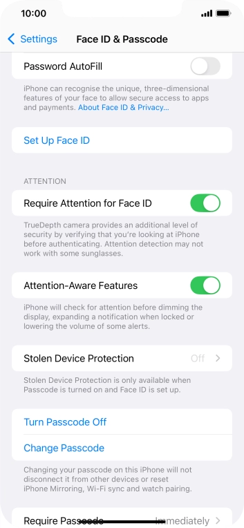 Press Turn Passcode Off and key in the lock code.