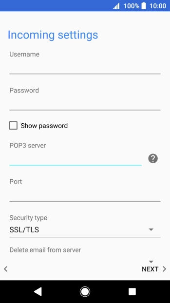 Press the field below 'Port' and key in 110.