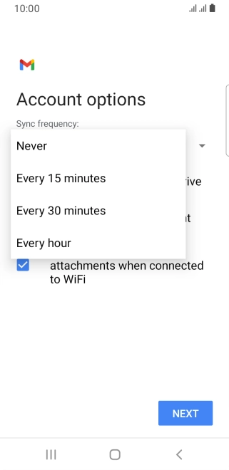 Press the required setting.