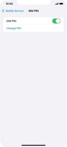 Press the indicator next to 'SIM PIN' to turn the function on or off.