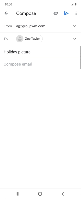 Press the text input field and write the text for your email. Press the text input field and write the text for your email.