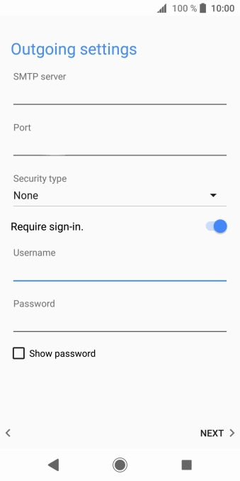 Press the field below 'Password' and key in the password of your email provider's outgoing server.