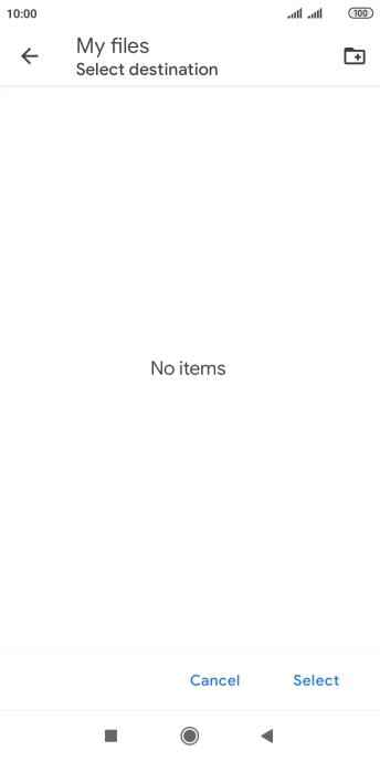 To create a new folder, press the new folder icon and follow the instructions on the screen to create a new folder.