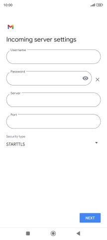 Press the field below 'Username' and key in the username for your email account.