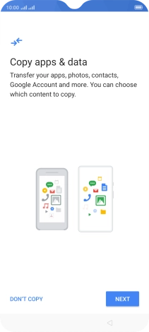 You can transfer the contents of another phone to your phone when it's activated for the first time and after a factory reset. When this screen is displayed, your phone is ready to transfer contents from another phone.