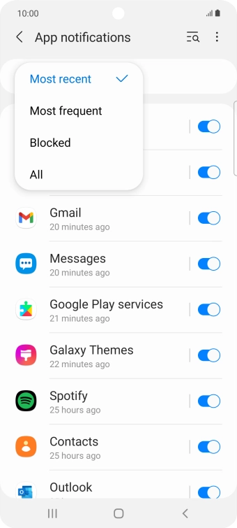 Press the required setting. Press the required setting.