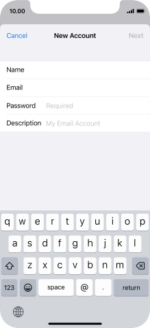 Press Password and key in the password for your email account.