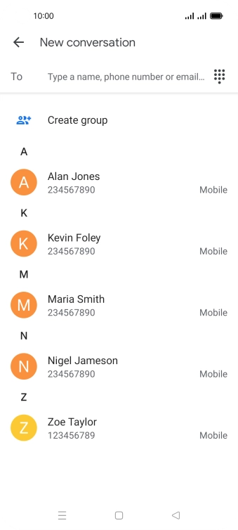 Press the search field and key in the first letters of the recipient's name. Press the search field and key in the first letters of the recipient's name.