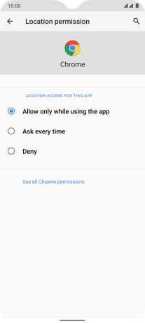 Press the required setting.