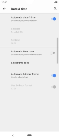 Press the indicator next to 'Automatic time zone' to turn on the function.
