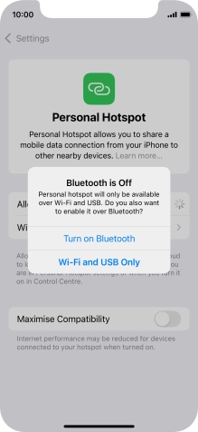 If WiFi is turned on, press Wi-Fi and USB Only.