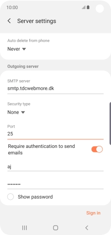 Press the indicator next to 'Require authentication to send emails' to turn on the function.