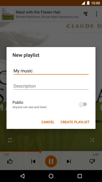 Key in a name for the playlist and press CREATE PLAYLIST.