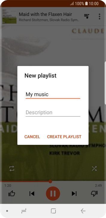 Key in a name for the playlist and press CREATE PLAYLIST.