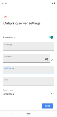 Press the field below 'Port' and key in 25.