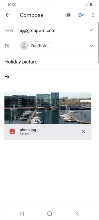 Press the send icon when you've finished your email. Press the send icon when you've finished your email.