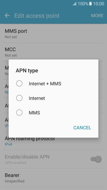 Press MMS.