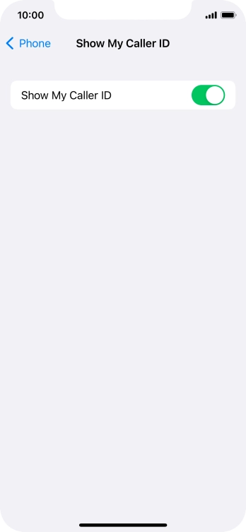 Press the indicator next to 'Show My Caller ID' to turn the function on or off.