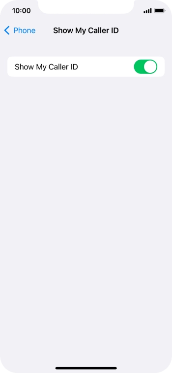 Press the indicator next to 'Show My Caller ID' to turn the function on or off.