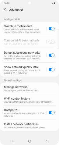 Press the indicator next to 'Switch to mobile data' to turn the function on or off.